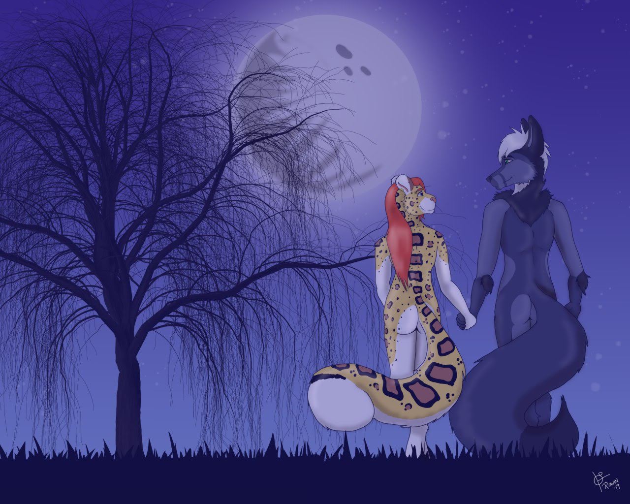 Balto And Rowan Near Withered Tree - Illustration - HD Wallpaper 