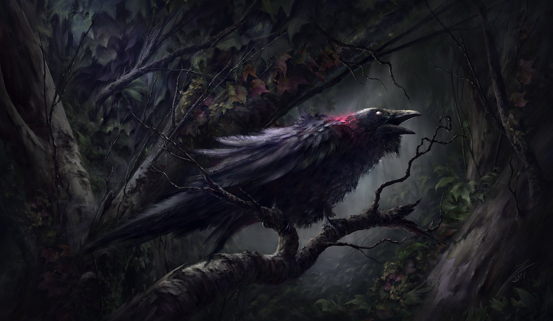 Dark Art Fantasy Raven - HD Wallpaper 