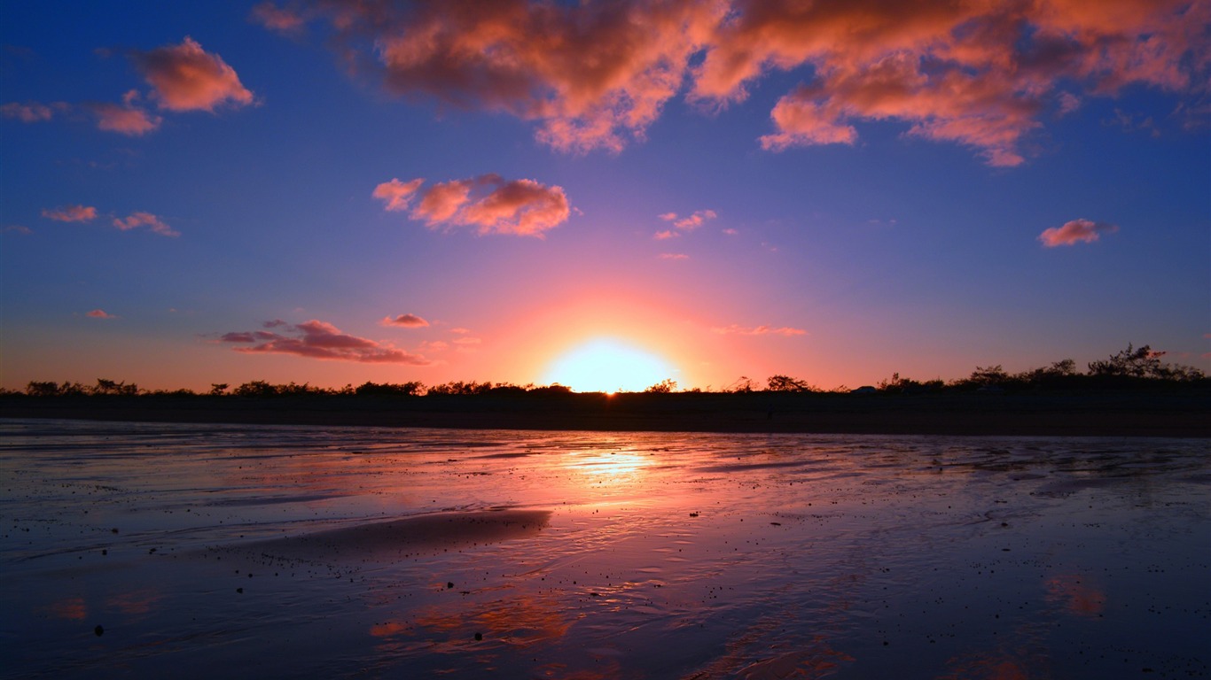 Water Sea Sunset-hd Desktop Wallpaper2015 - Sky Blue Scenery - HD Wallpaper 