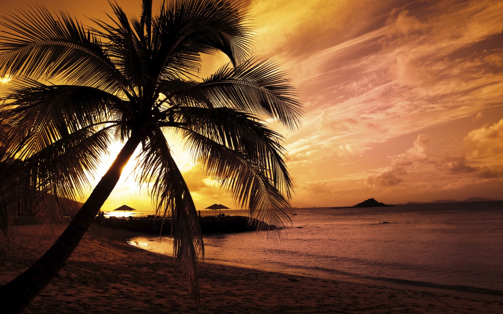 Beach Sunset Wallpaper Hd - HD Wallpaper 