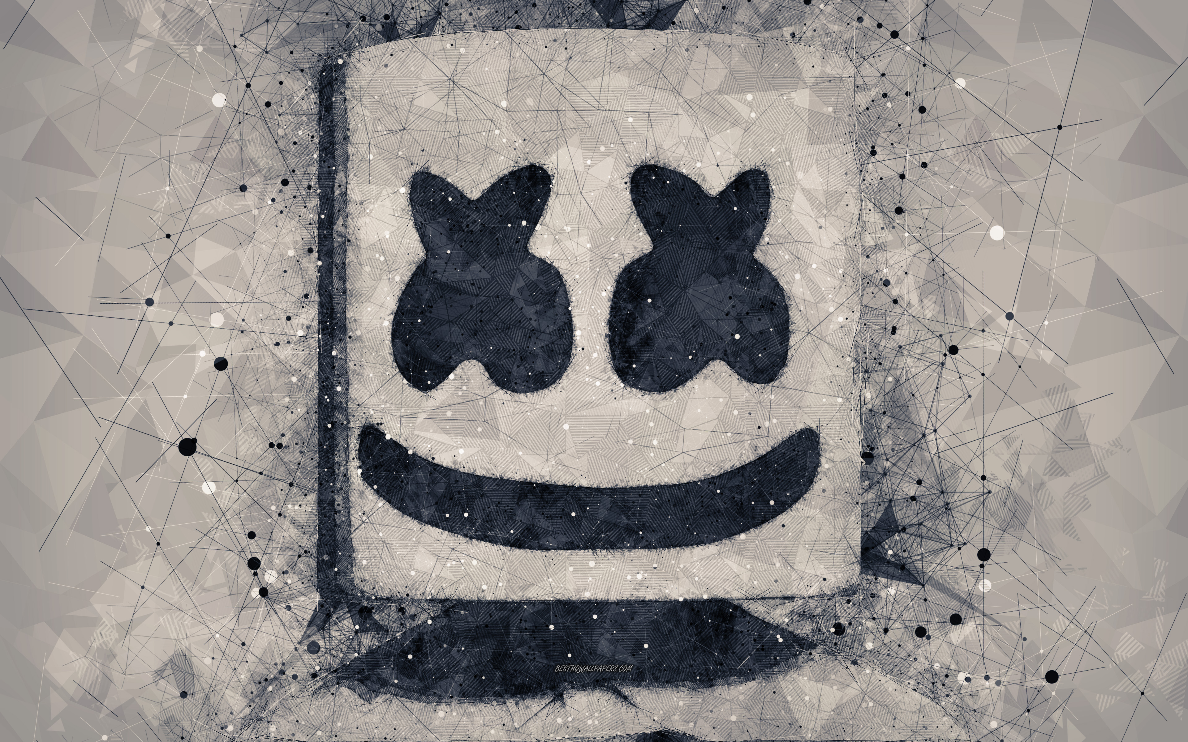 Dj Marshmello, 4k, Creative Geometric Art Portrait, - Marshmello Orange - HD Wallpaper 