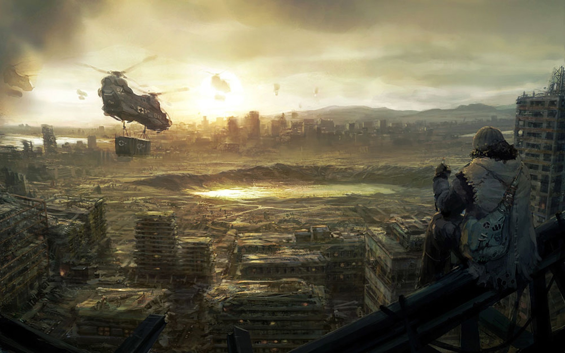 1920x1200, Post Apocalyptic Widescreen Wallpaper 
 - Post Apocalyptic Sci Fi Concept Art - HD Wallpaper 