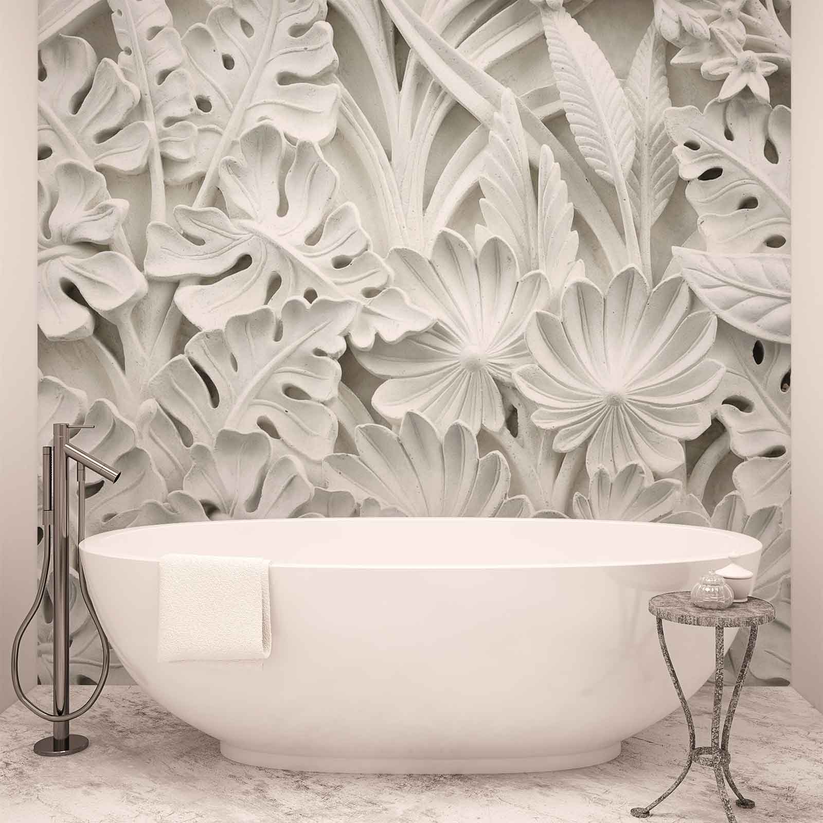 Murale Parete Photo Carta Da Parati Xxl Fiori Foglie - Texture Mural In Interior - HD Wallpaper 