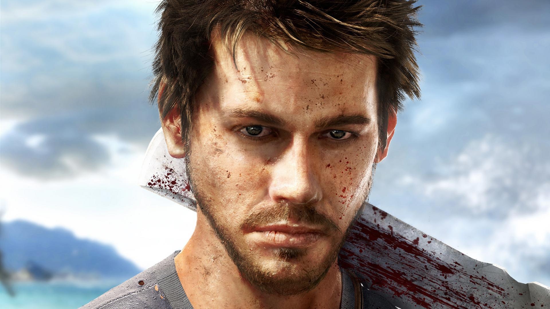 Wallpaper Far Cry 3, Man, Knife, Blood - Far Cry 3 Face - HD Wallpaper 