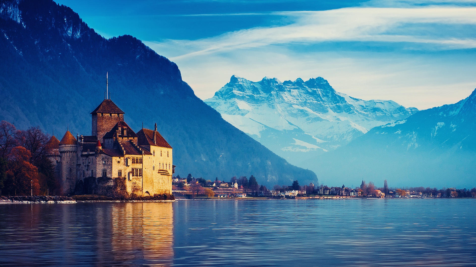Wallpaper Switzerland, Lake Geneva, City, Mountains, - Geneva Switzerland At Night - HD Wallpaper 