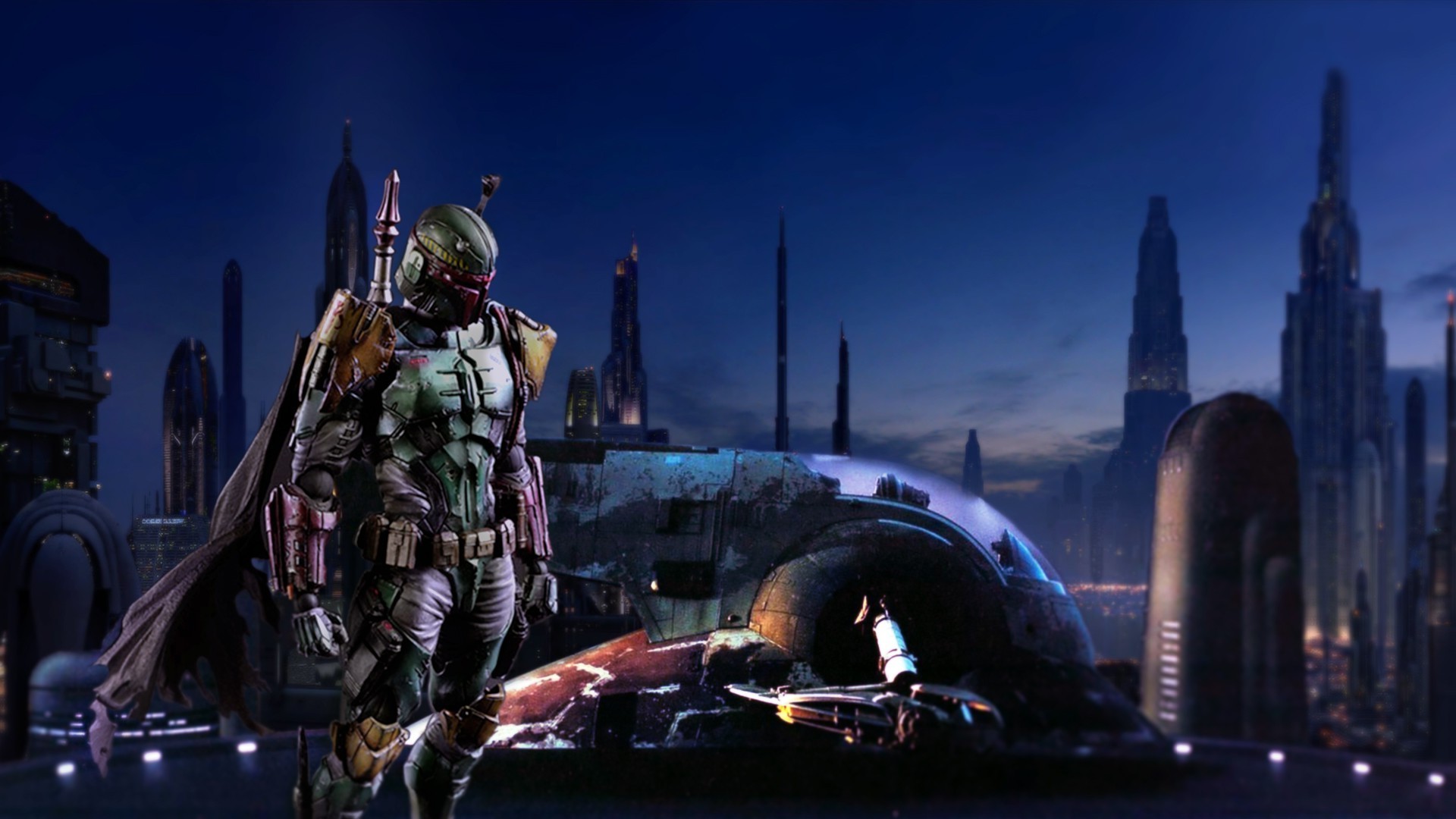 Star Wars, Boba Fett, Slave1, Coruscant, Bounty Hunter, - Star Wars Bounty Hunter Backgrounds - HD Wallpaper 