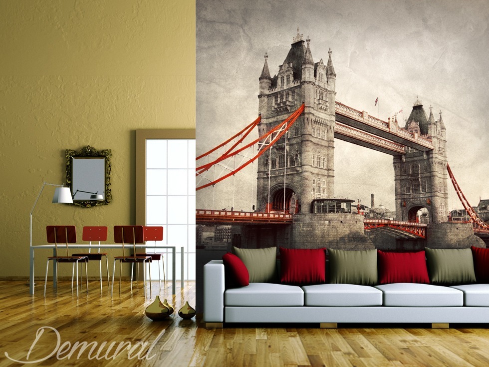 A House On The River Thames Bridges Wallpaper Mural - London Vintage - HD Wallpaper 