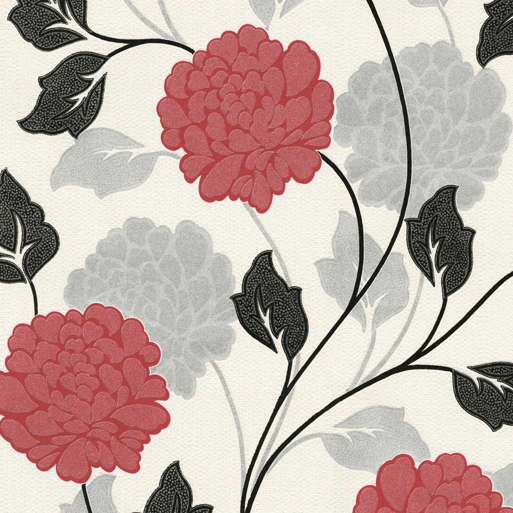 White And Red Floral - HD Wallpaper 