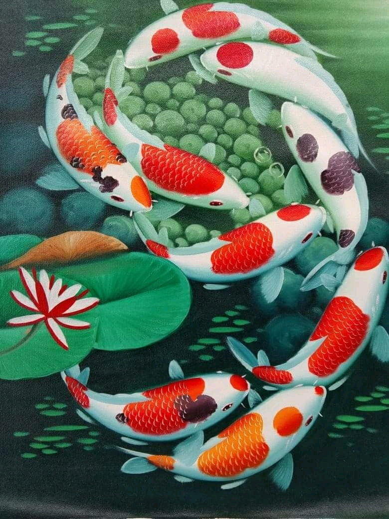 Lukisan Ikan Koi Bentuk Angka - Lukisan Ikan Koi 9 - HD Wallpaper 