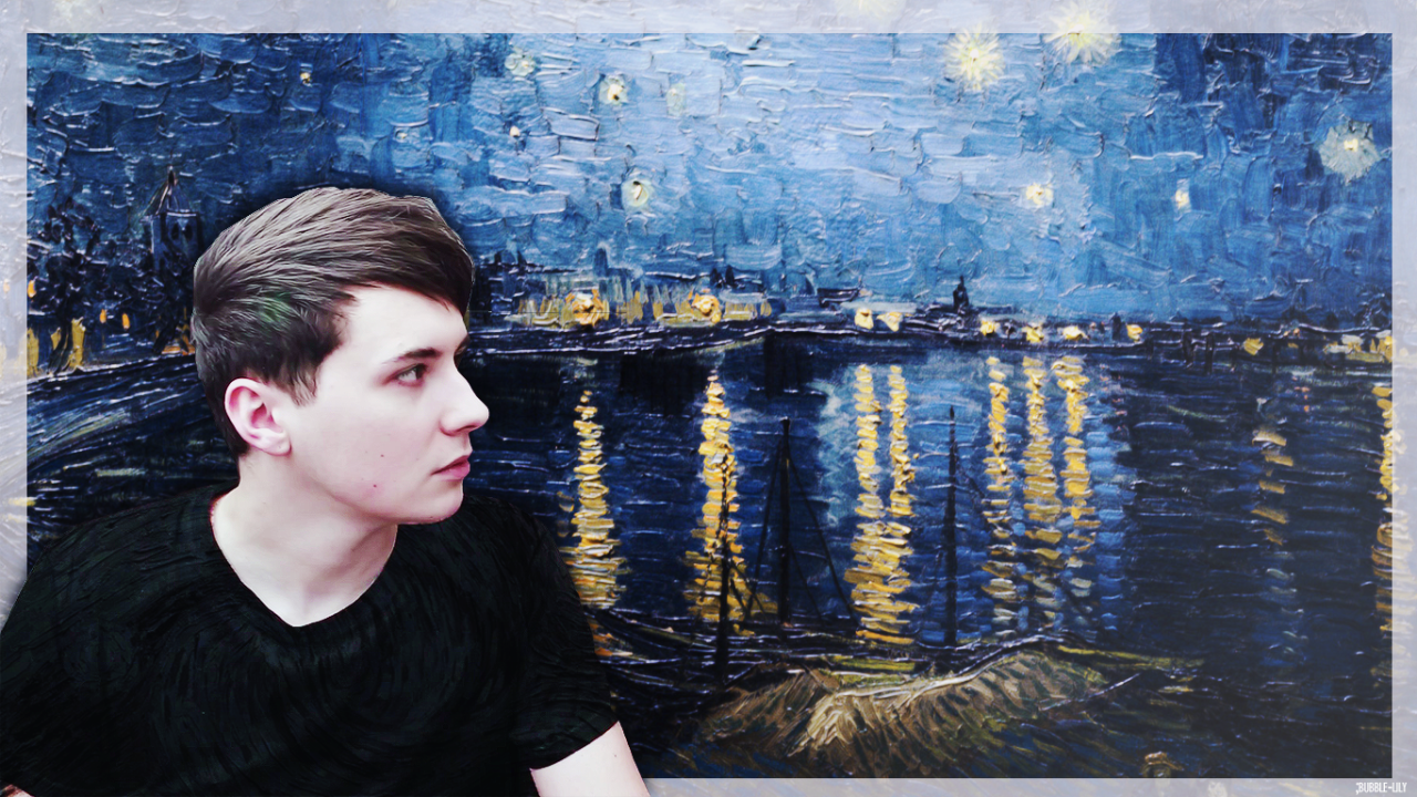 Dan Howell Wallpaper - Art Parody Starry Night Over The Rhone - HD Wallpaper 