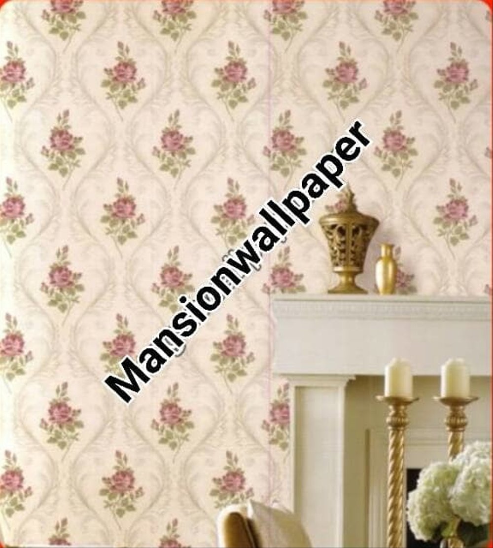 Jual Wallpaper Dinding Motif Bunga Luxury Klasik Rose - Beige And White Living Room - HD Wallpaper 