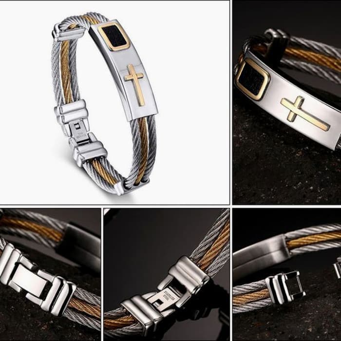 Stainless Steel Mens Cross Bracelets - HD Wallpaper 