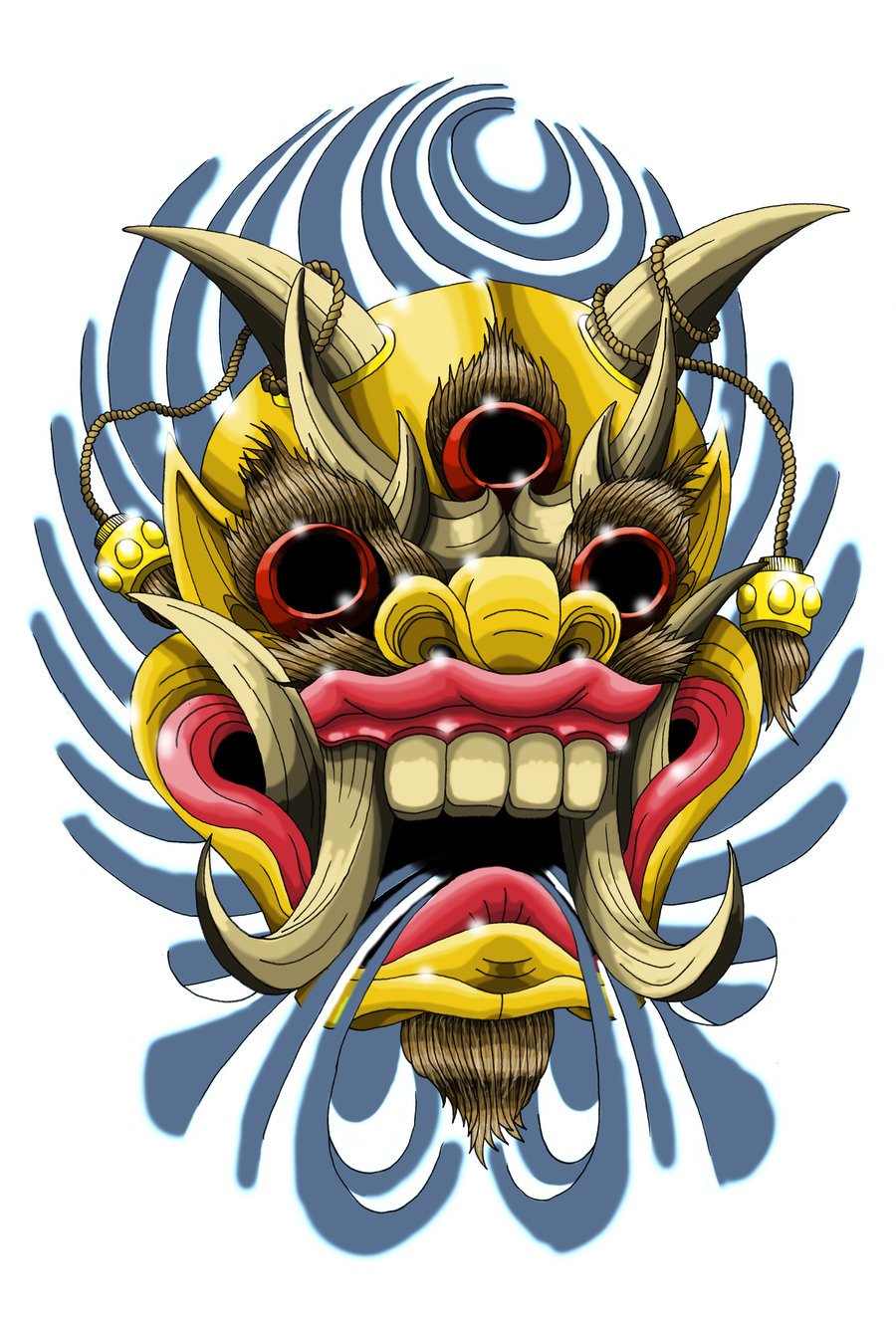 New Tibetan Mask Tattoo Style - Illustration - HD Wallpaper 
