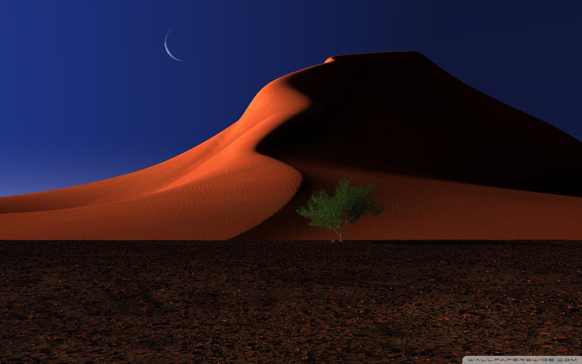 Hd Moon And Desert - HD Wallpaper 