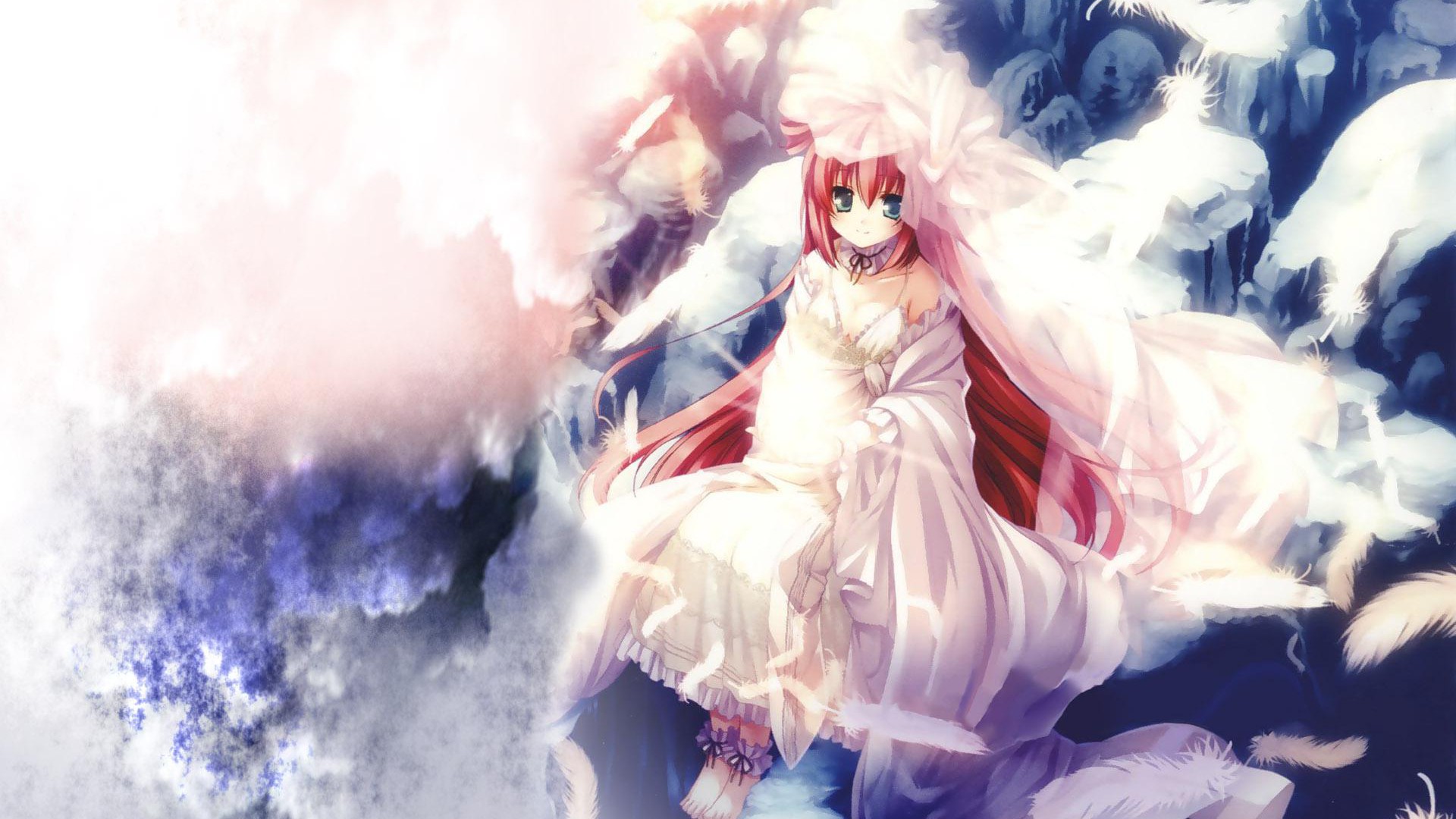 Redhead Anime Angel Girl - HD Wallpaper 