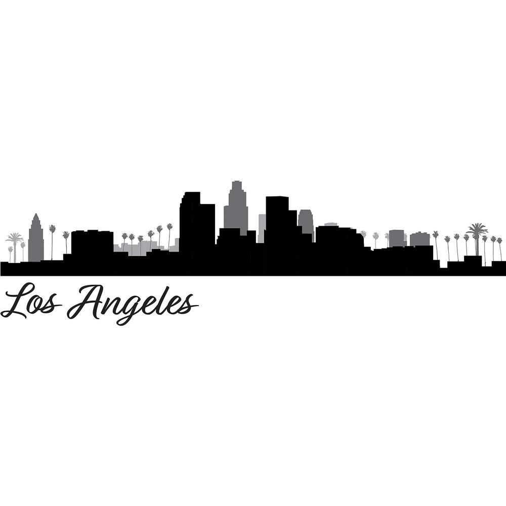 Los Angeles Black And White Skyline - HD Wallpaper 