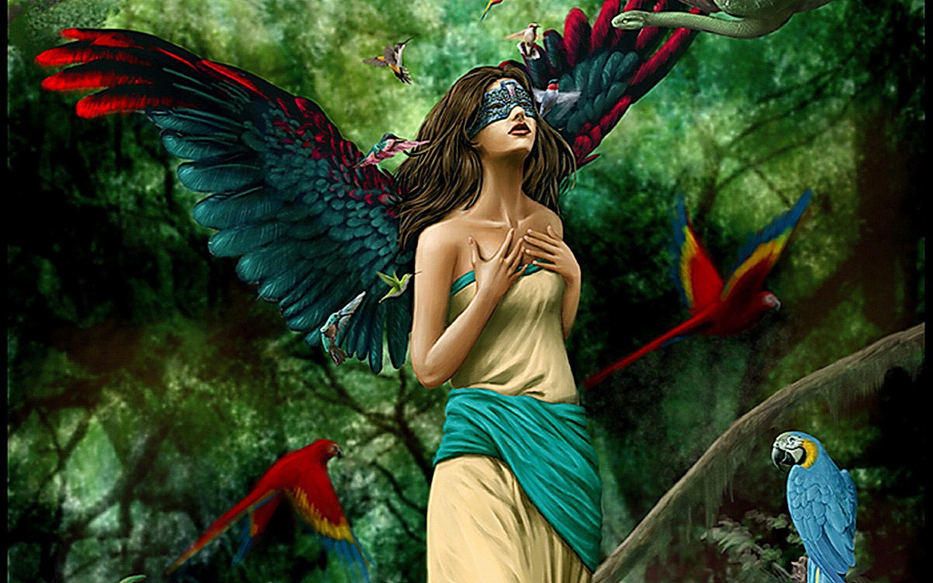 Angel High Resolution Free Download High Definition - Angel With Parrot Wings - HD Wallpaper 