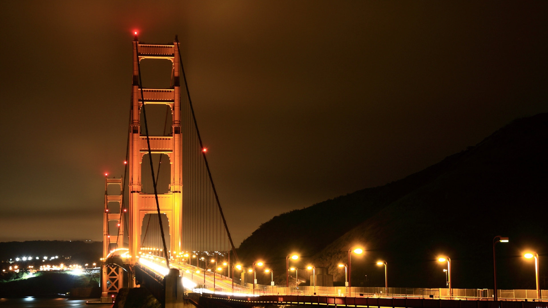 Wallpaper Bridge Illuminated Night Los Angeles - Golden Gate Bridge - HD Wallpaper 