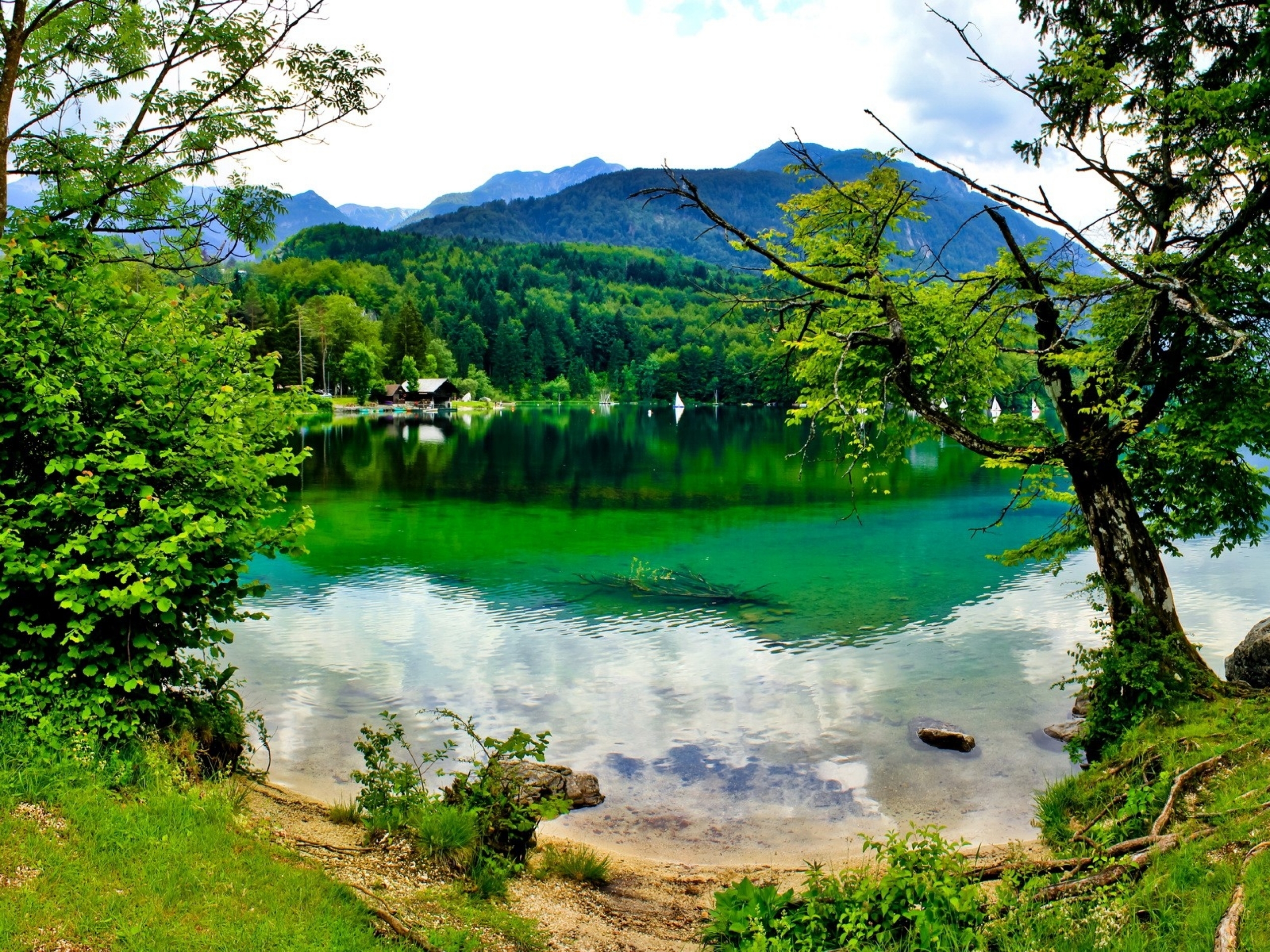 Lovely Aqua Lake Scenery Wallpapers Lovely Aqua Lake - Hd Bohinj Lake Slovenia - HD Wallpaper 