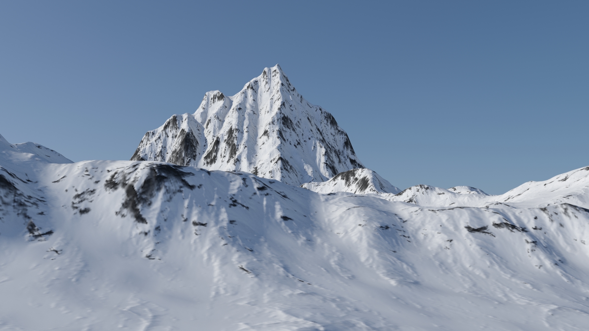 Snowy Mountain 3d Model - HD Wallpaper 