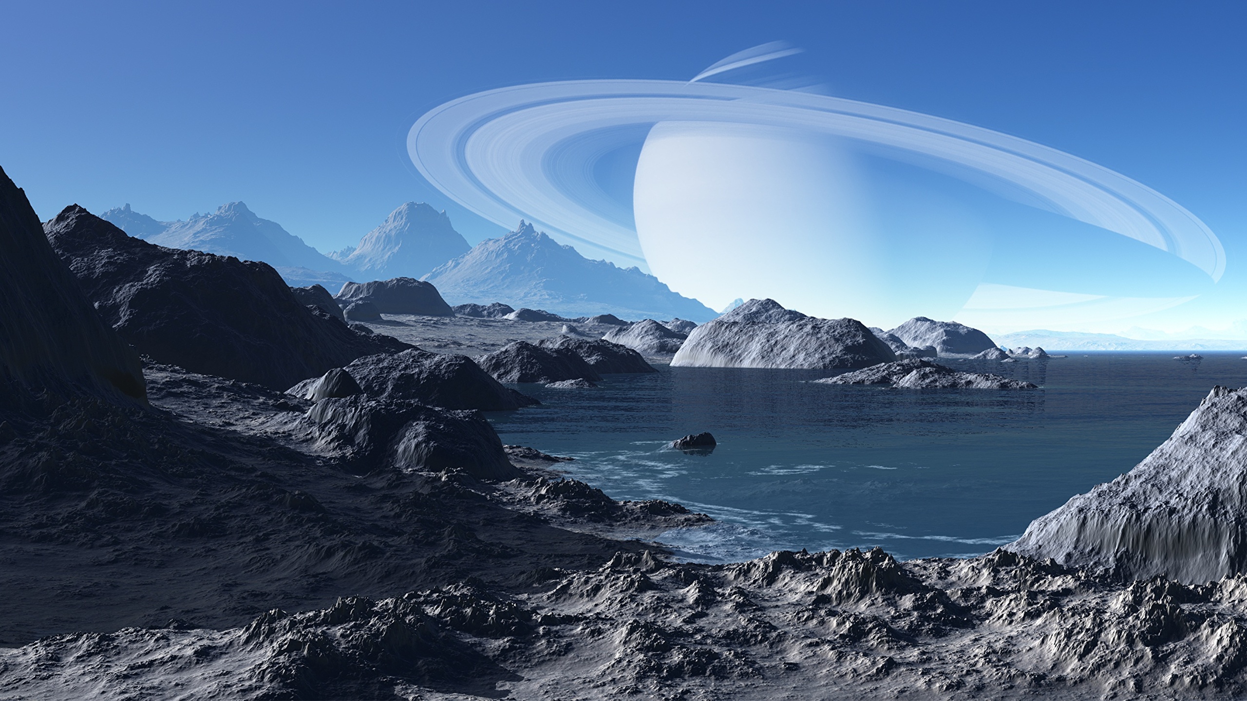 Saturn Planet Landscape - HD Wallpaper 