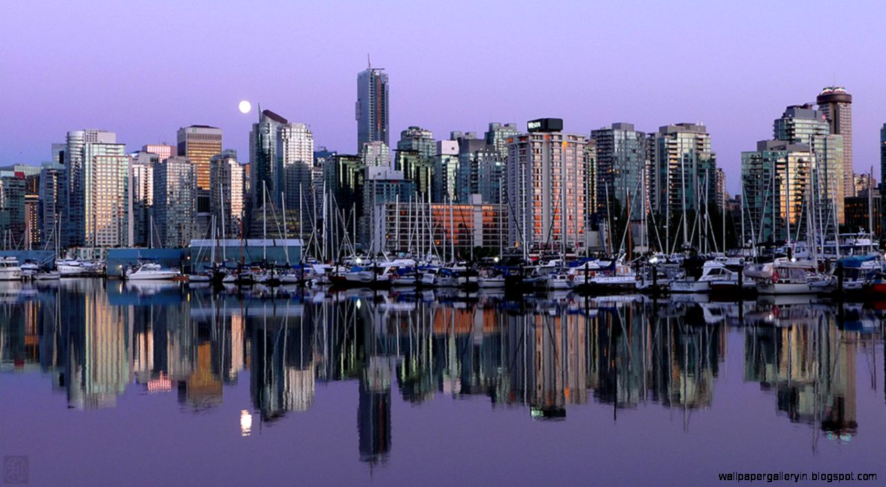 Vancouver City Skyline Wallpaper Wallpapers Gallery - Reflection - HD Wallpaper 