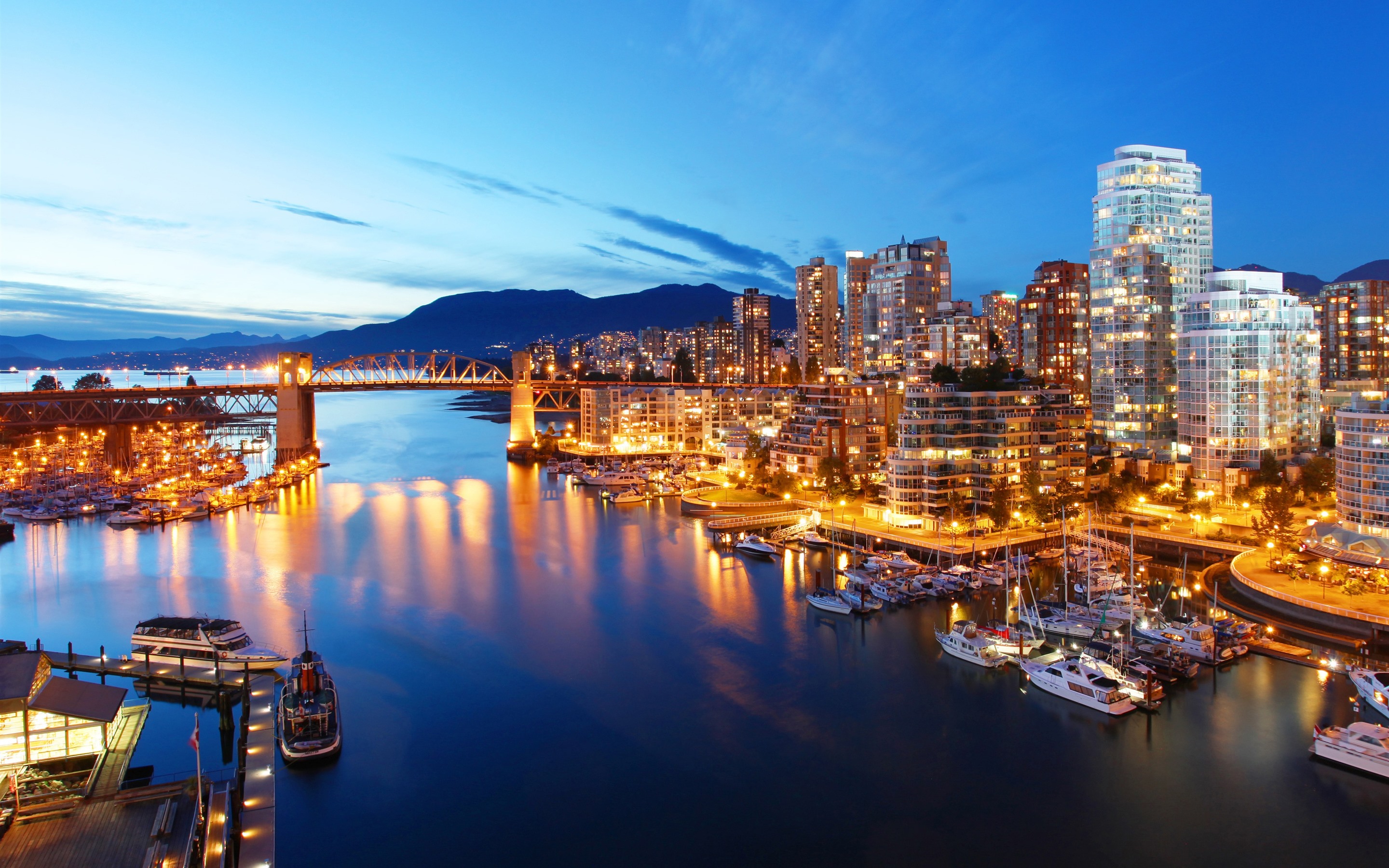 Wallpaper Canada, Vancouver, City, Yachts, Boats, River, - 2880x1800  Wallpaper 