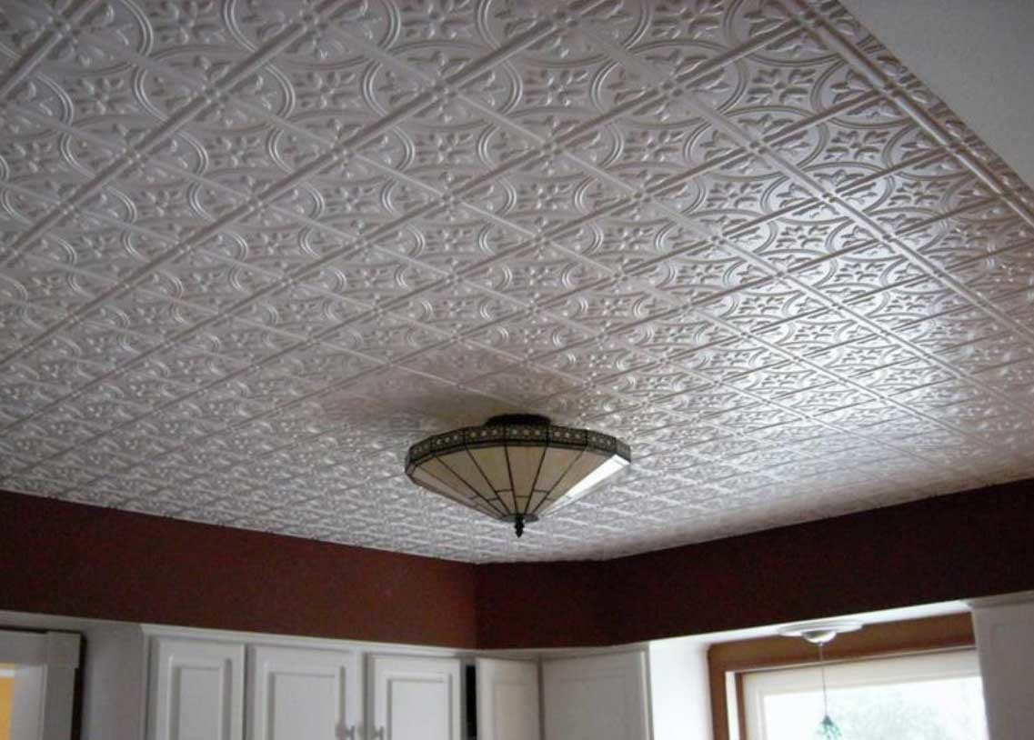 White Tin Ceiling Tiles Ideas Home Design - Tin Ceiling Tile Ideas - HD Wallpaper 