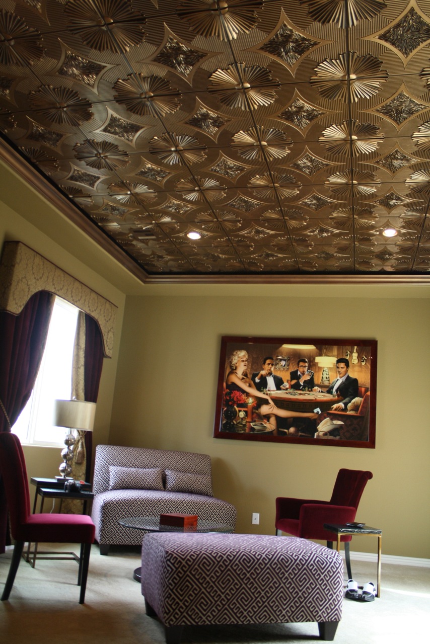 Colonial Faux Tin Ceiling Tiles Rona - Living Room Ceiling Tiles Designs - HD Wallpaper 