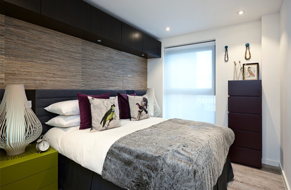 London Schumacher Grasscloth Wallpaper Bedroom Contemporary - Bedroom - HD Wallpaper 