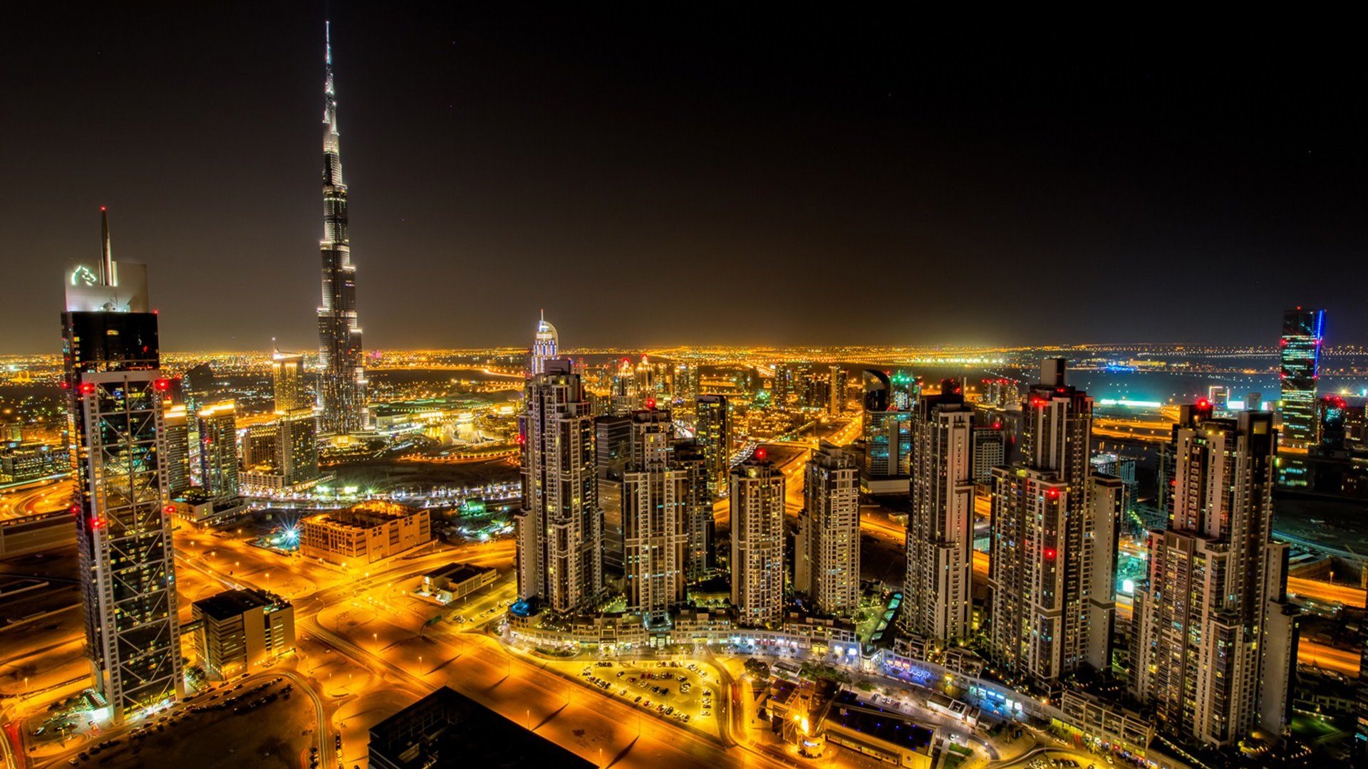 Dubai Downtown At Night - HD Wallpaper 