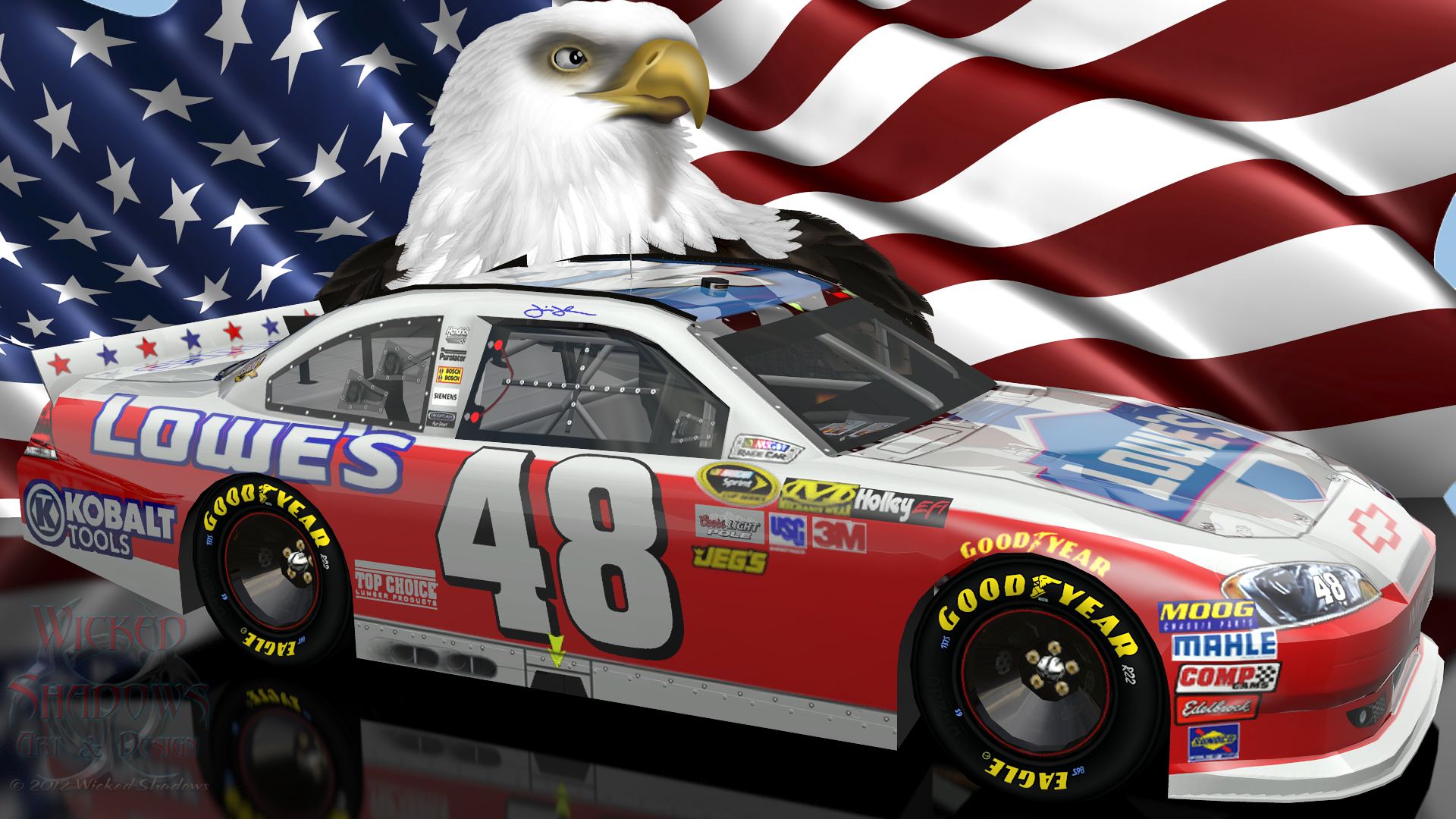 Eagle Mural On American Flag - HD Wallpaper 