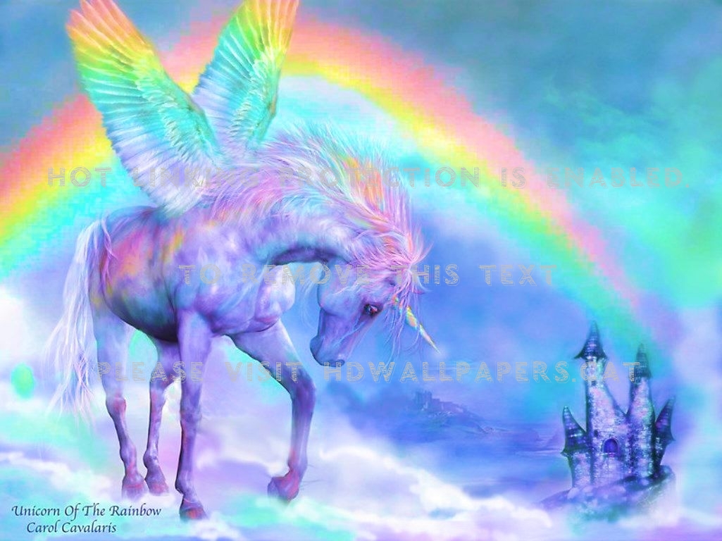 Unicorn Of The Rainbow Wings Castle Artwork - Rainbow Unicorns With Wings - HD Wallpaper 
