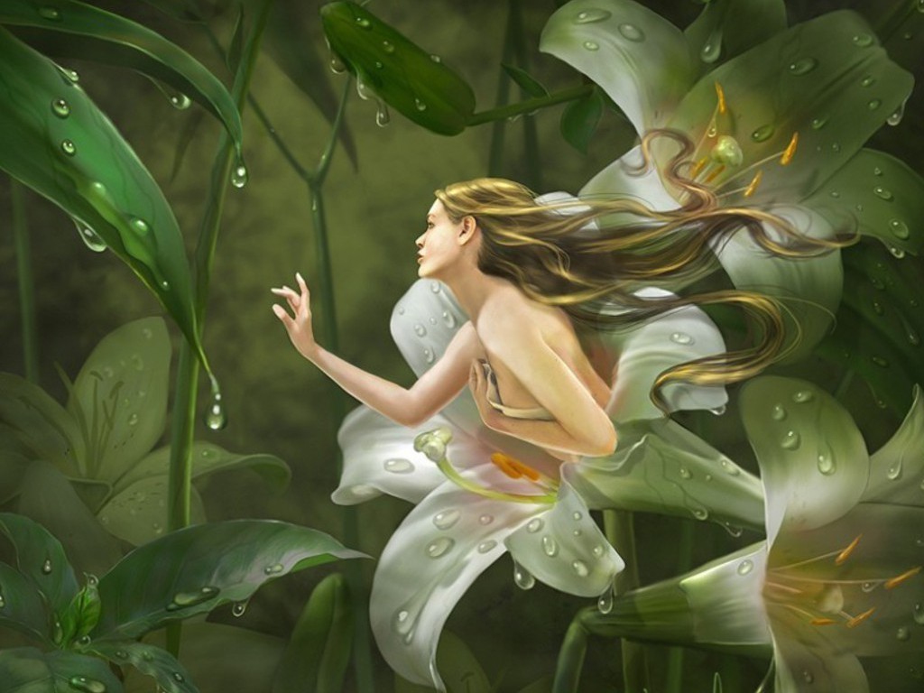 Fairy Coming Out Of Flower - HD Wallpaper 