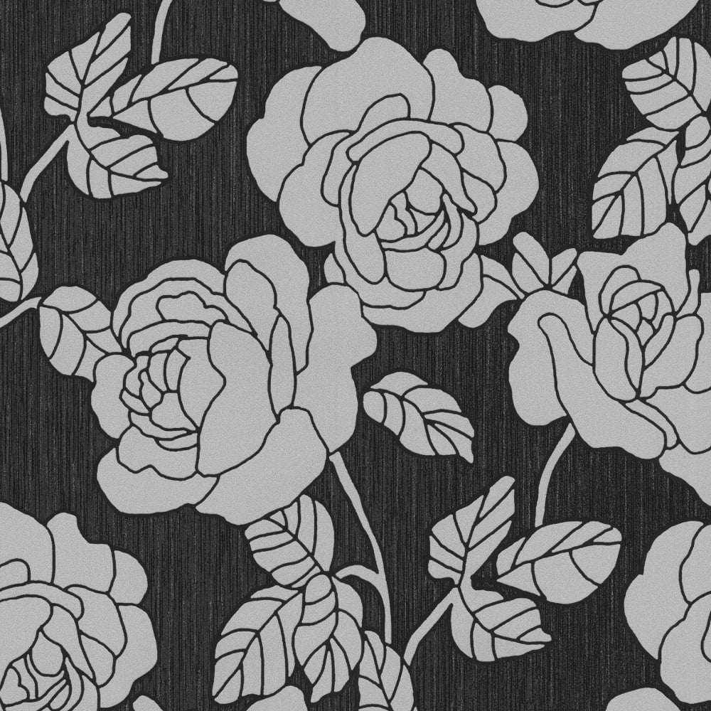 Black And White Leaf Flower Motif - HD Wallpaper 