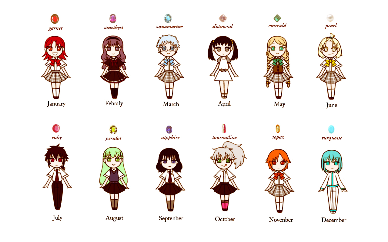 Anime Birthstones As People - HD Wallpaper 