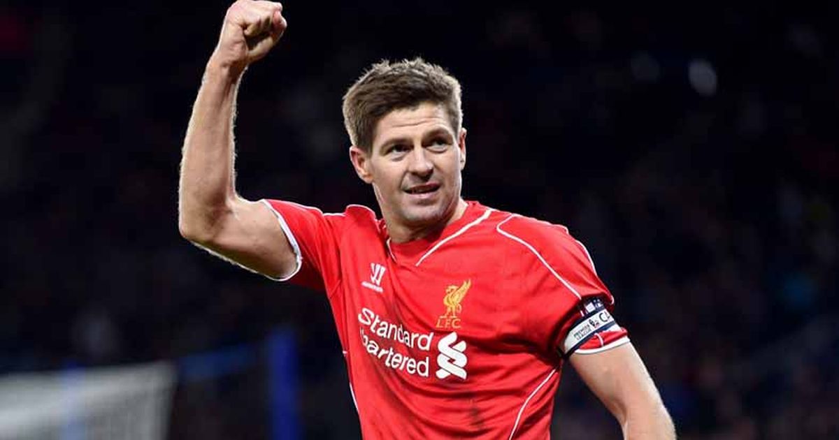 Liverpool S Steven Gerrard Celebrates After His Side - Steven Gerrard Everton Kit - HD Wallpaper 