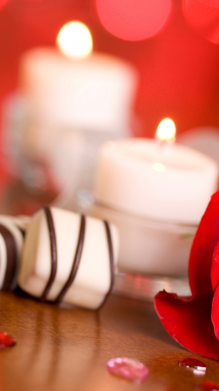 Love Romantic Red Rose With Candles - HD Wallpaper 
