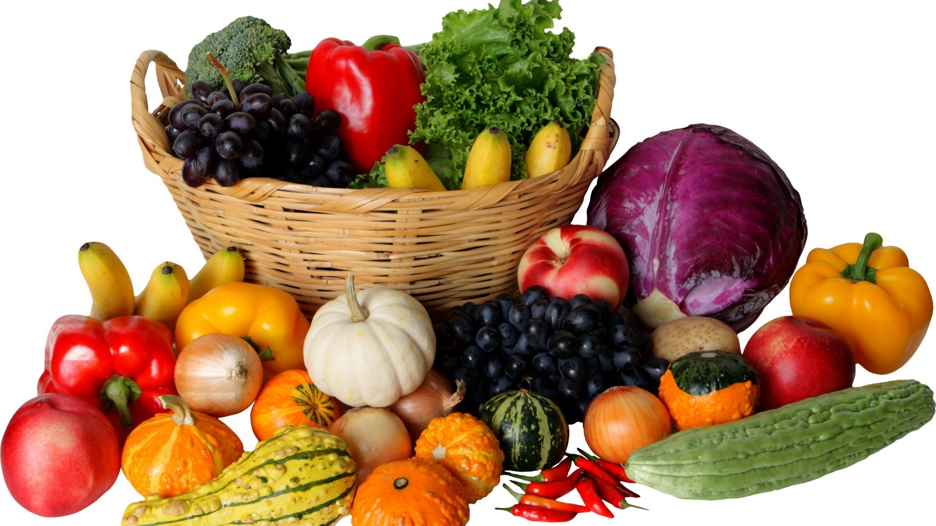 1920x1080, Get The Latest Vegetables, Fruit, Basket - Vegetables And Fruits Basket - HD Wallpaper 
