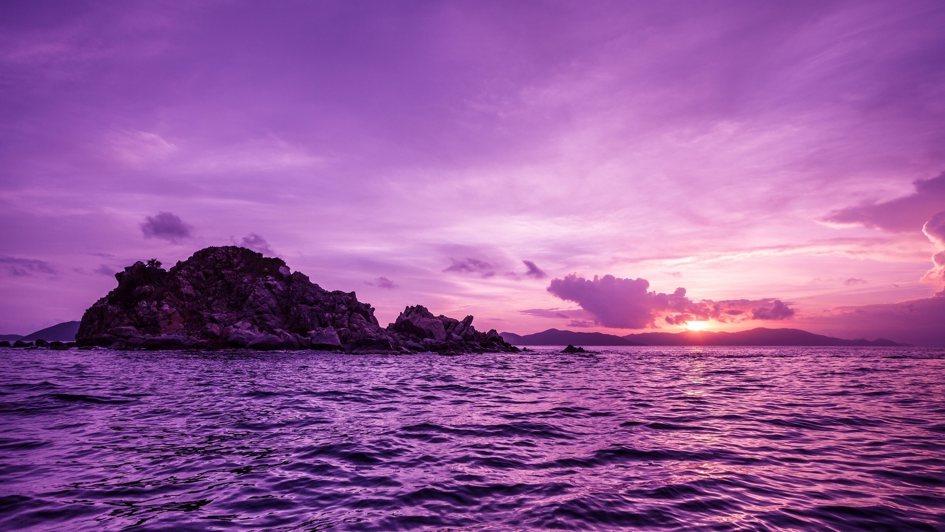 Nature, Sea, Sunset, Island, Purple Wallpapers Hd / - Purple Desktop Backgrounds - HD Wallpaper 