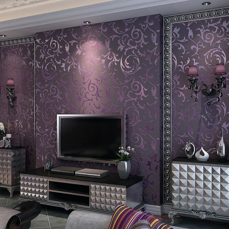 Modern Luxury Three Dimensional Non Woven Thick Purple - Modern Bedroom Wallpaper Purple - HD Wallpaper 