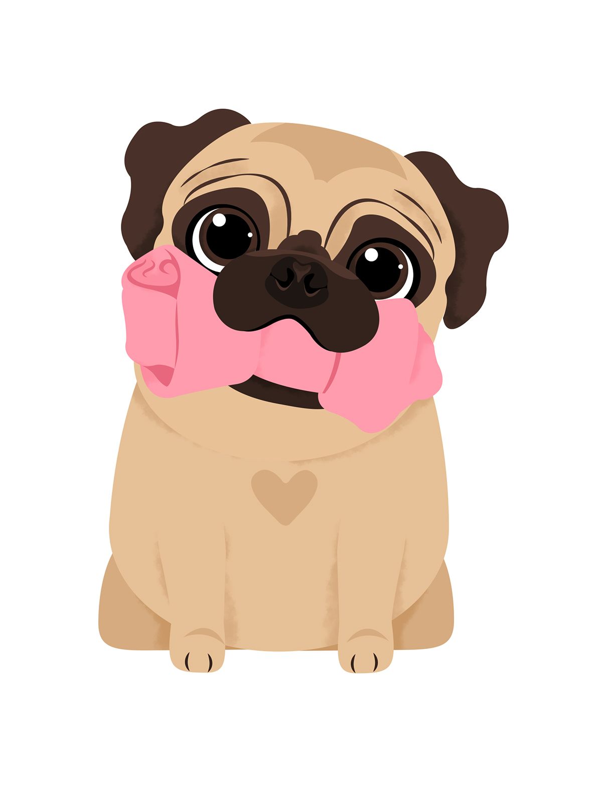 Illustrated Pug - HD Wallpaper 