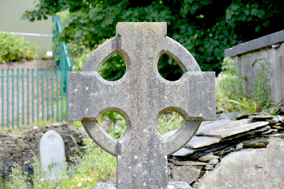 Celtic Cross, Crosses, Ruin, Tombstone, Ireland, Old, - Keltisches Kreuz Grabstein - HD Wallpaper 