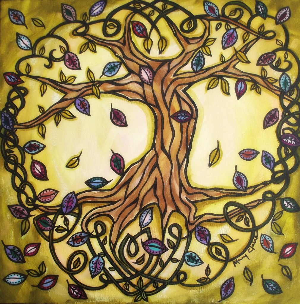 Celtic Cross Iphone Wallpaper Celtic Cross Iphone Wallpaper - Celtic Tree Of Life Wall Painting - HD Wallpaper 