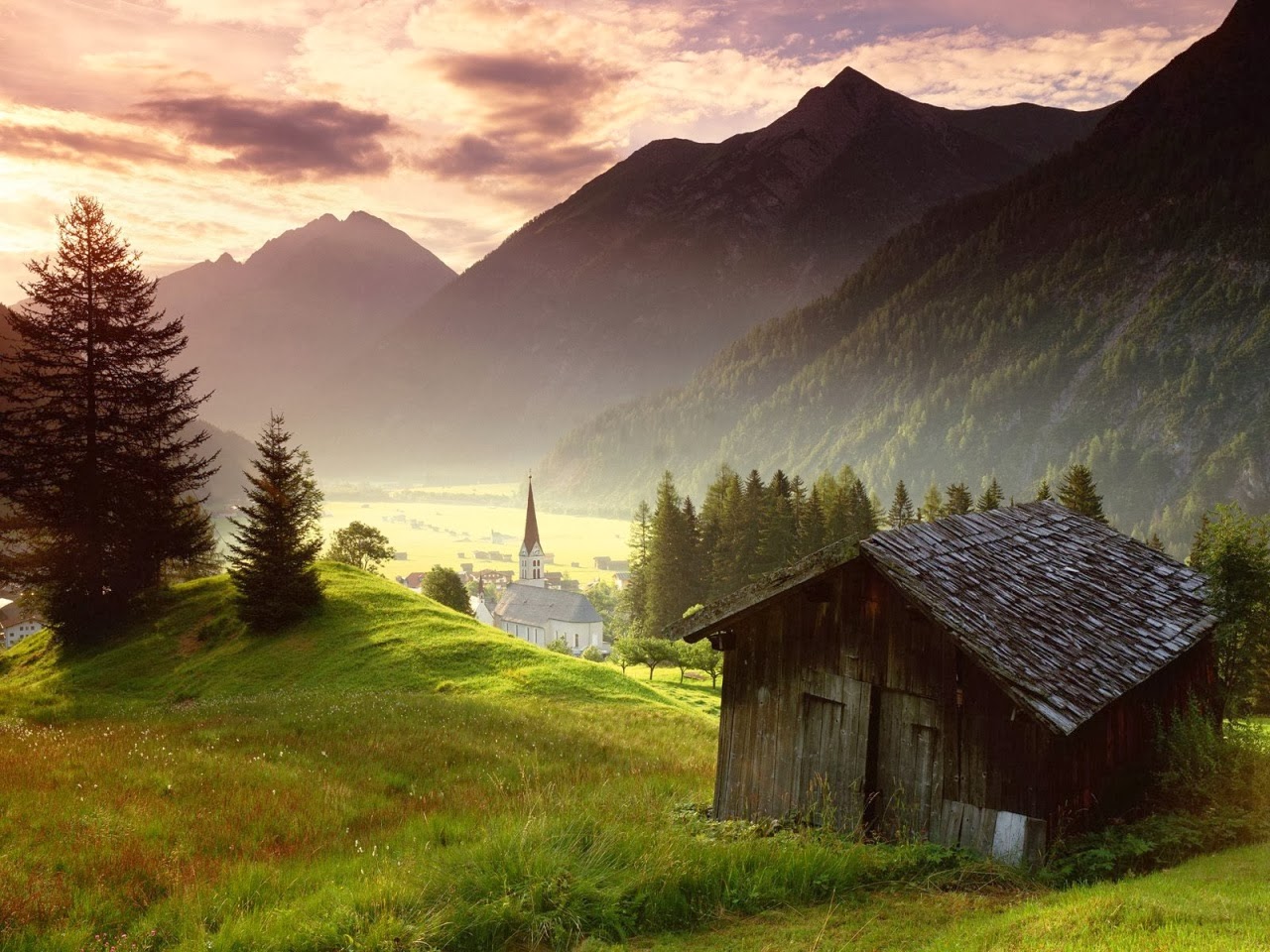 Scenic Beauty Wallpapers Free Download - Nature Background Of House - HD Wallpaper 