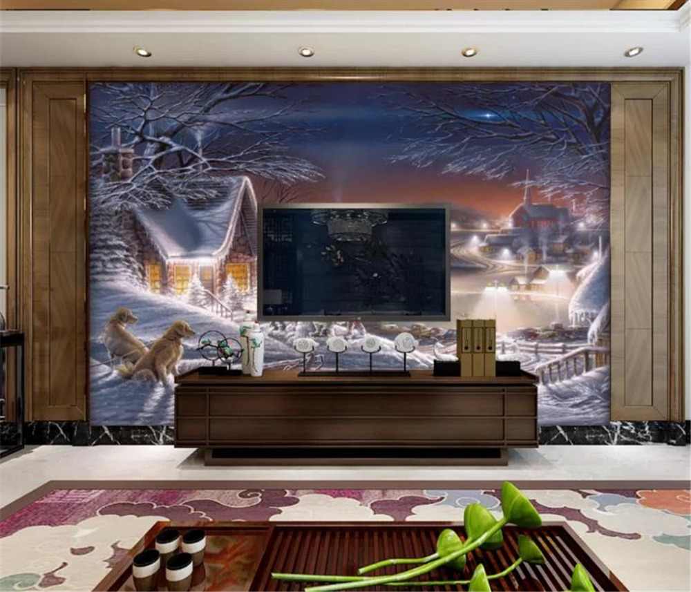 3d Wallpaper Modern Minimalist Idyllic Mountain Village - Tv Background  Wall Paint - 1000x857 Wallpaper 