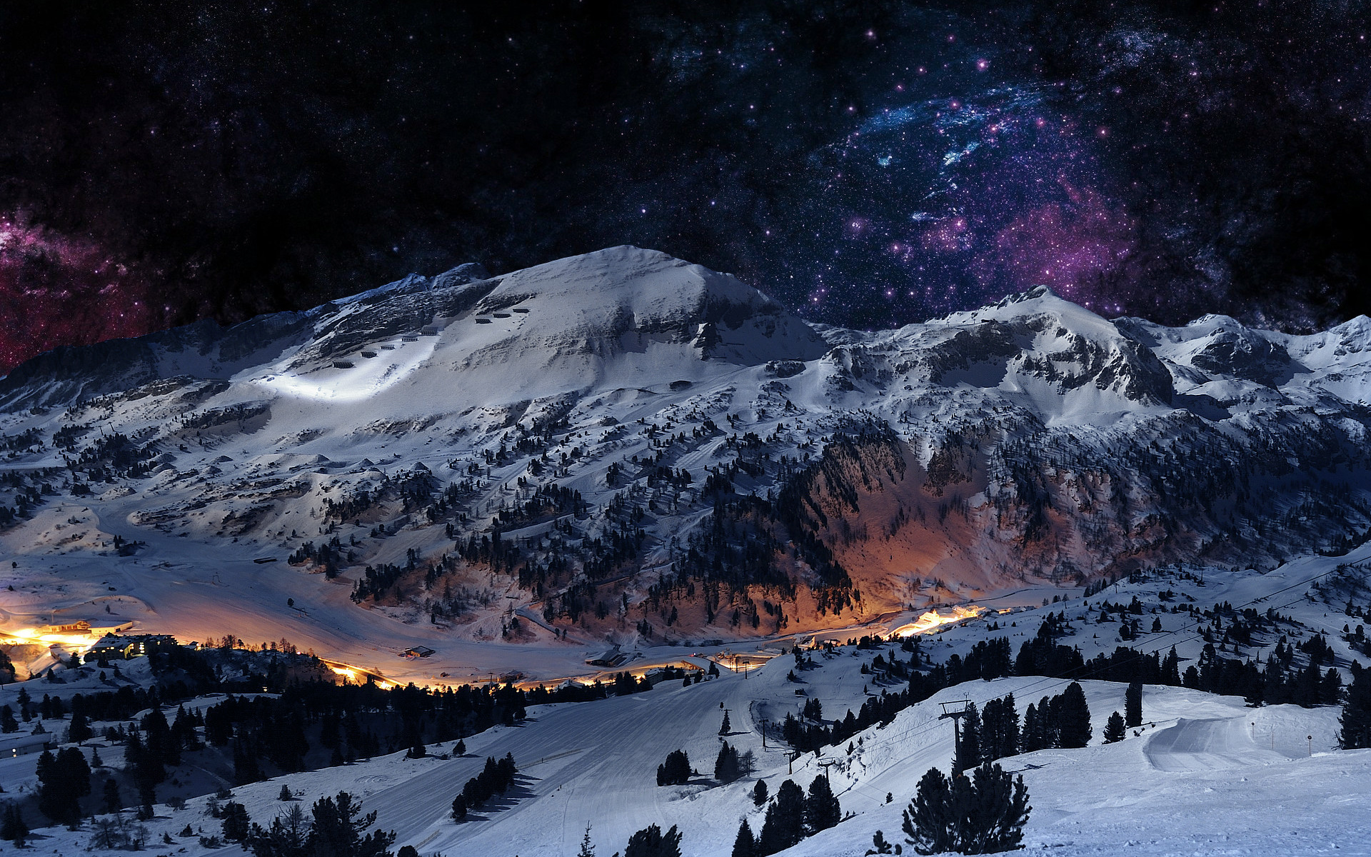 Hd Wallpaper Winter Mountains Scene - HD Wallpaper 