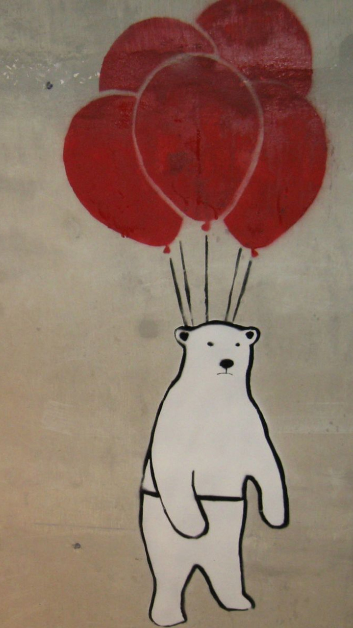 Flying Bear With Balloons - HD Wallpaper 