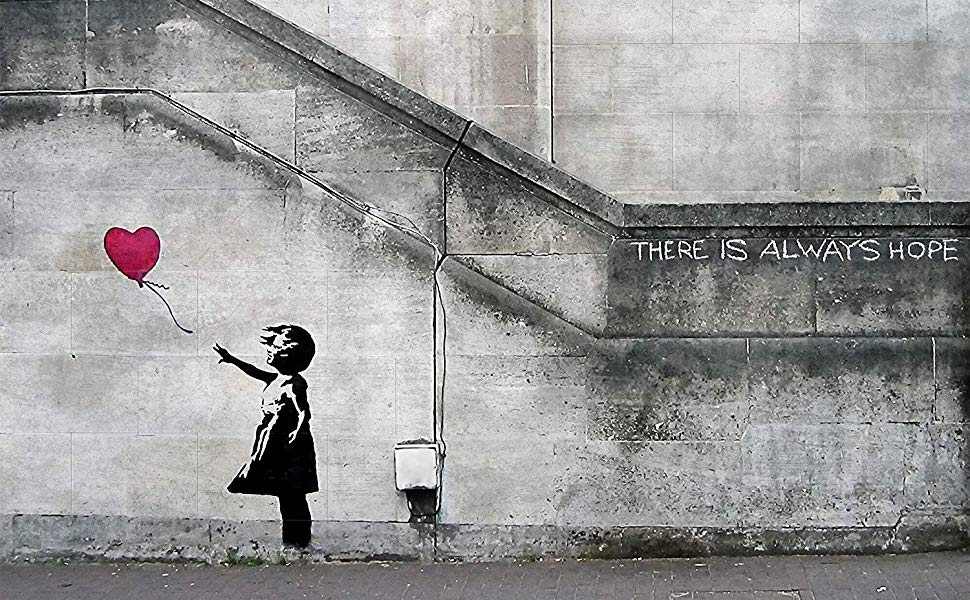 Banksy Girl With Balloon Mural - HD Wallpaper 