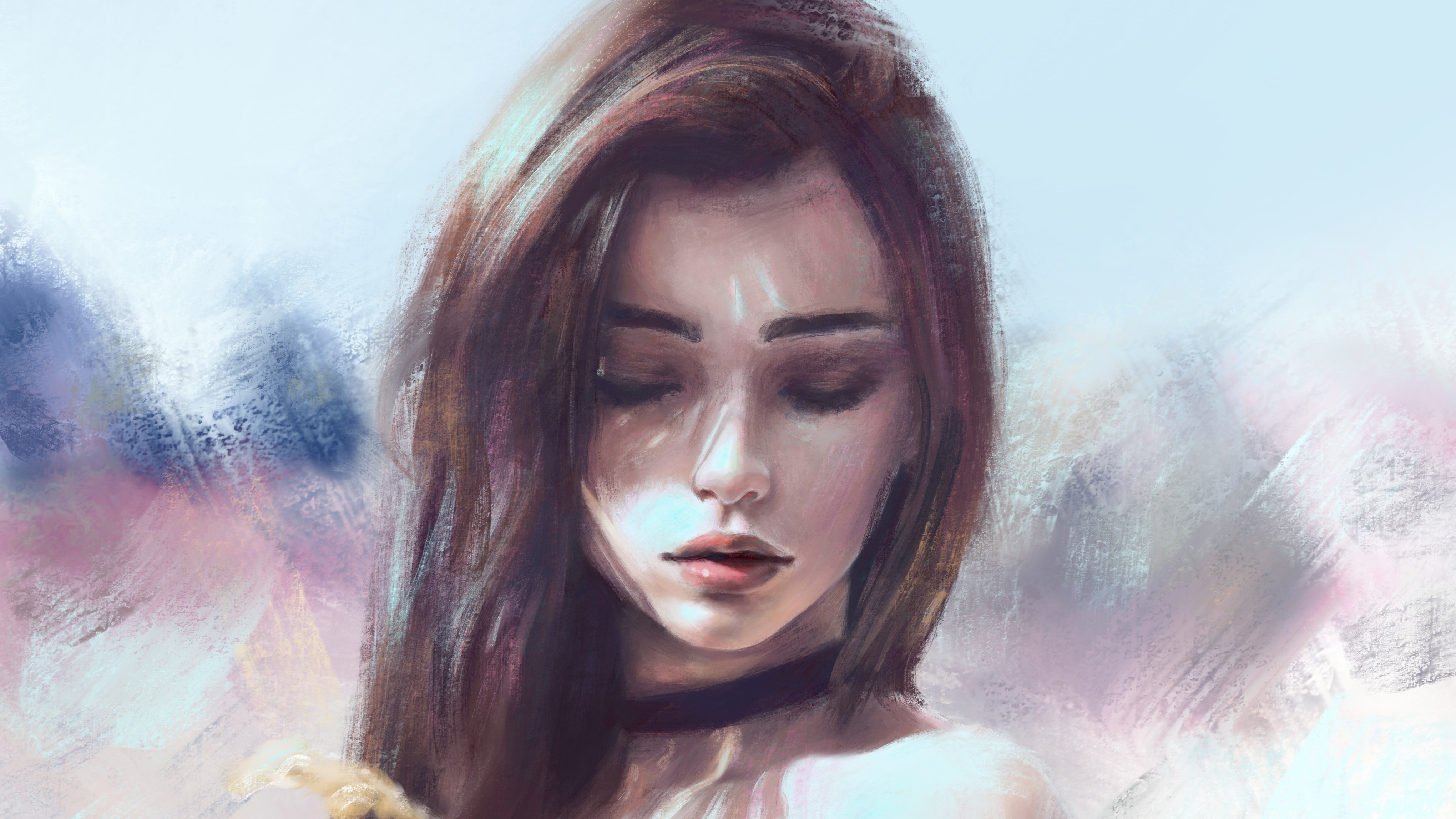 Digital Art Girl Simple - HD Wallpaper 